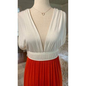 American Rag Dress Women Size Medium White Colorblock Empire‎ Halter Crisscross
